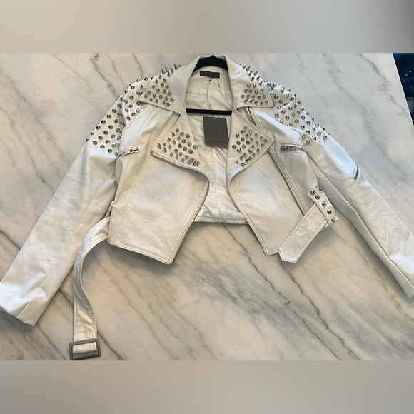 Vegan Leather Jacket ( White ) - Picture 2 of 5